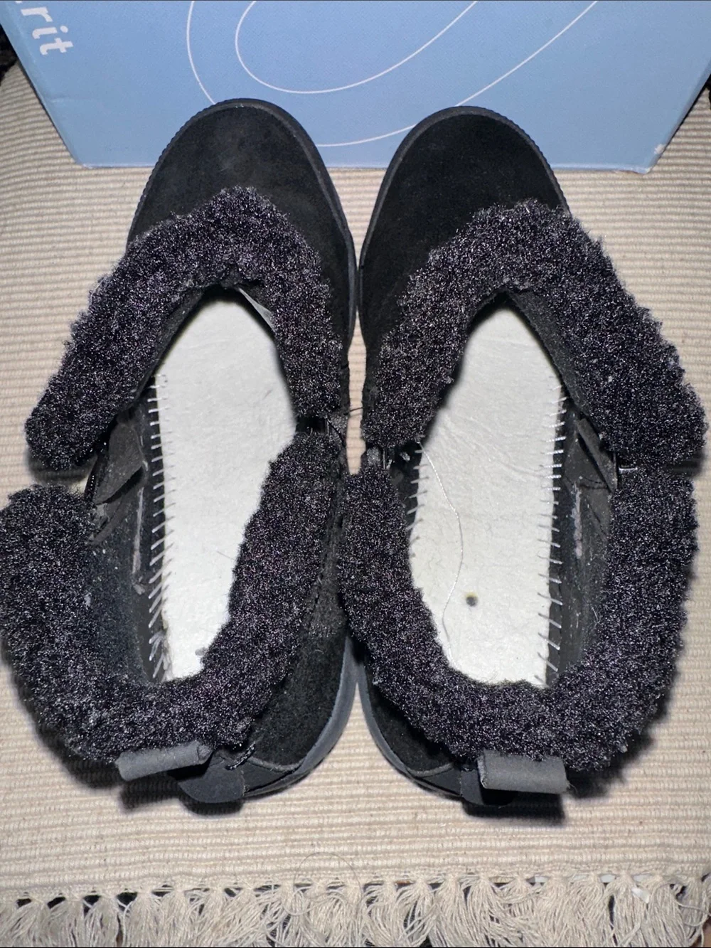 Easy Spirit Black Suede Embark Faux-Fur Ankle Boots